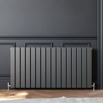 NILE 600x1216mm Anthracite Double Flat Panel Horizontal Designer Grey Column Radiators