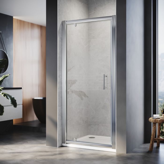 NILE 860mm Framed Pivot Hinged Shower Door 6mm Tempered Glass Swing Door