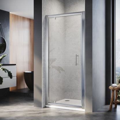 NILE 860mm Framed Pivot Hinged Shower Door 6mm Tempered Glass Swing Door