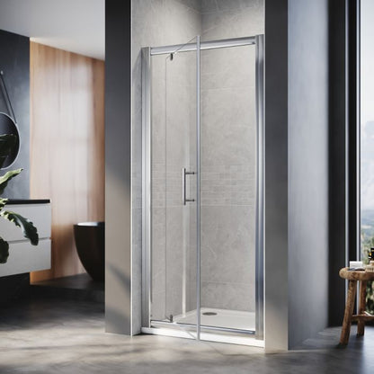 NILE 860mm Framed Pivot Hinged Shower Door 6mm Tempered Glass Swing Door