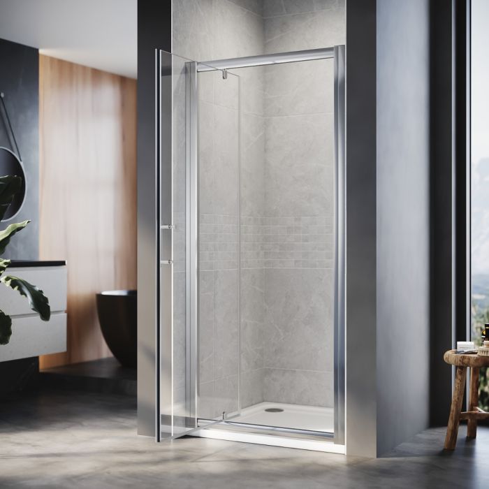 NILE 860mm Framed Pivot Hinged Shower Door 6mm Tempered Glass Swing Door