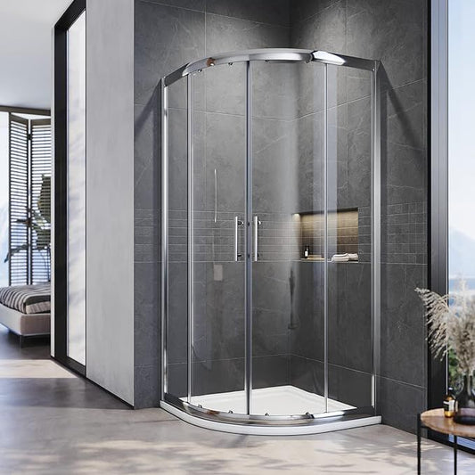 NILE Reversible Left/Right 900x800mm Quadrant/Offset Shower Enclosure 6mm Tempered Glass Safety Sliding Door Shower Cubicle