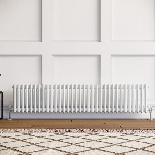 NILE 300x1484 Horizontal White Traditional Cast Iron Style 2 Column Radiator
