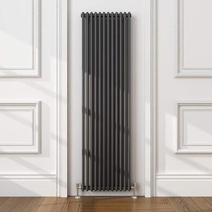 NILE 1800 x 554 mm 2 Column Traditional Radiator Anthracite Double Vertical Cast Iron Radiator Grey