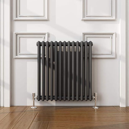 NILE Traditional 600x605 Anthracite Victorian Grey Horizontal Radiator Double Column Radiator