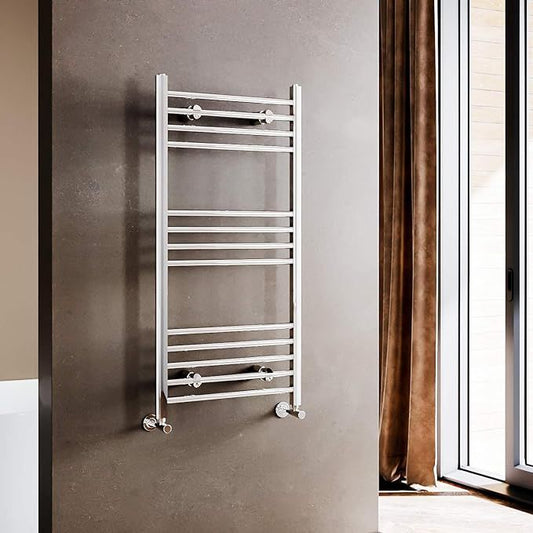 NILE 1000x500mm Straight Chrome Heated Towel Rail Rad Radiator Bathroom Central Heating