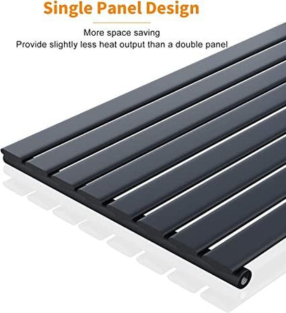 NILE Black Single Panel Radiator 1800 x 272 mm Modern Flat Panel Column Designer Radiator