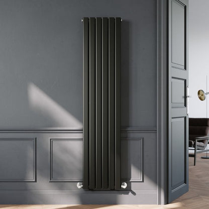 NILE Black Double Panel Radiator 1800 x 408mm Modern Flat Panel Column Designer Radiator