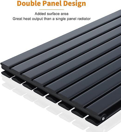 NILE Black Double Panel Radiator 1800 x 544mm Modern Flat Panel Column Designer Radiator