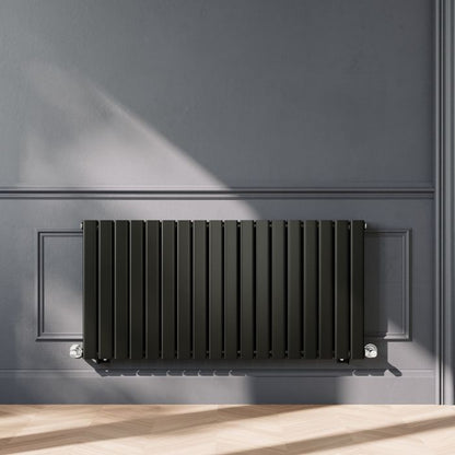 NILE Black Radiators Double Panel Radiator 600 x 1224mm Modern Flat Panel Central Heating Radiators