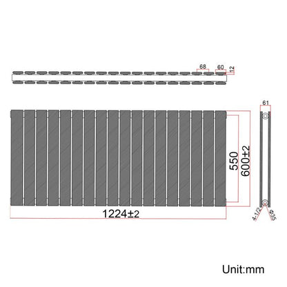 NILE Black Radiators Double Panel Radiator 600 x 1224mm Modern Flat Panel Central Heating Radiators