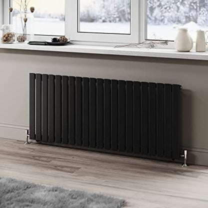 NILE Black Single Panel 600 x 1428mm Modern Flat Panel Central Heating Radiators