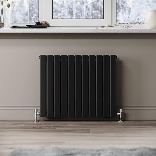 NILE 600 x 748 mm Black Horizontal Radiator Double Flat Panel Radiator