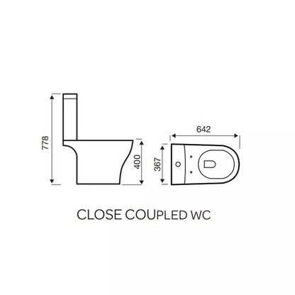 Kartell Kameo Rimless Coupled Toilet With Cistern Soft Close Seat Push Button