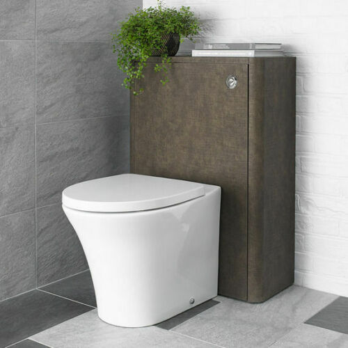 Linen Textured Rust Brown 600mm WC Back To Wall Toilet Unit Including Conceal Cistern