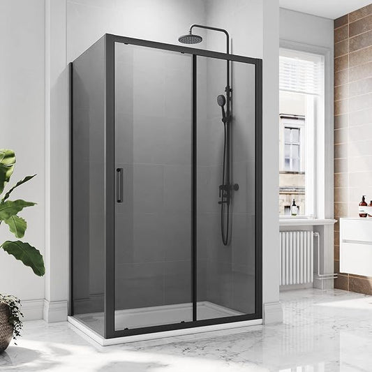 NILE  1400 x 760mm Custom Size Black Sliding Shower Door With Side Panel Shower Enclosure